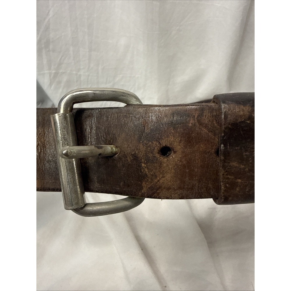 Vintage Bashlin 628 -38 Leather Brown Work Belt Sturdy Rustic Industrial Lineman - Picture 2 of 5